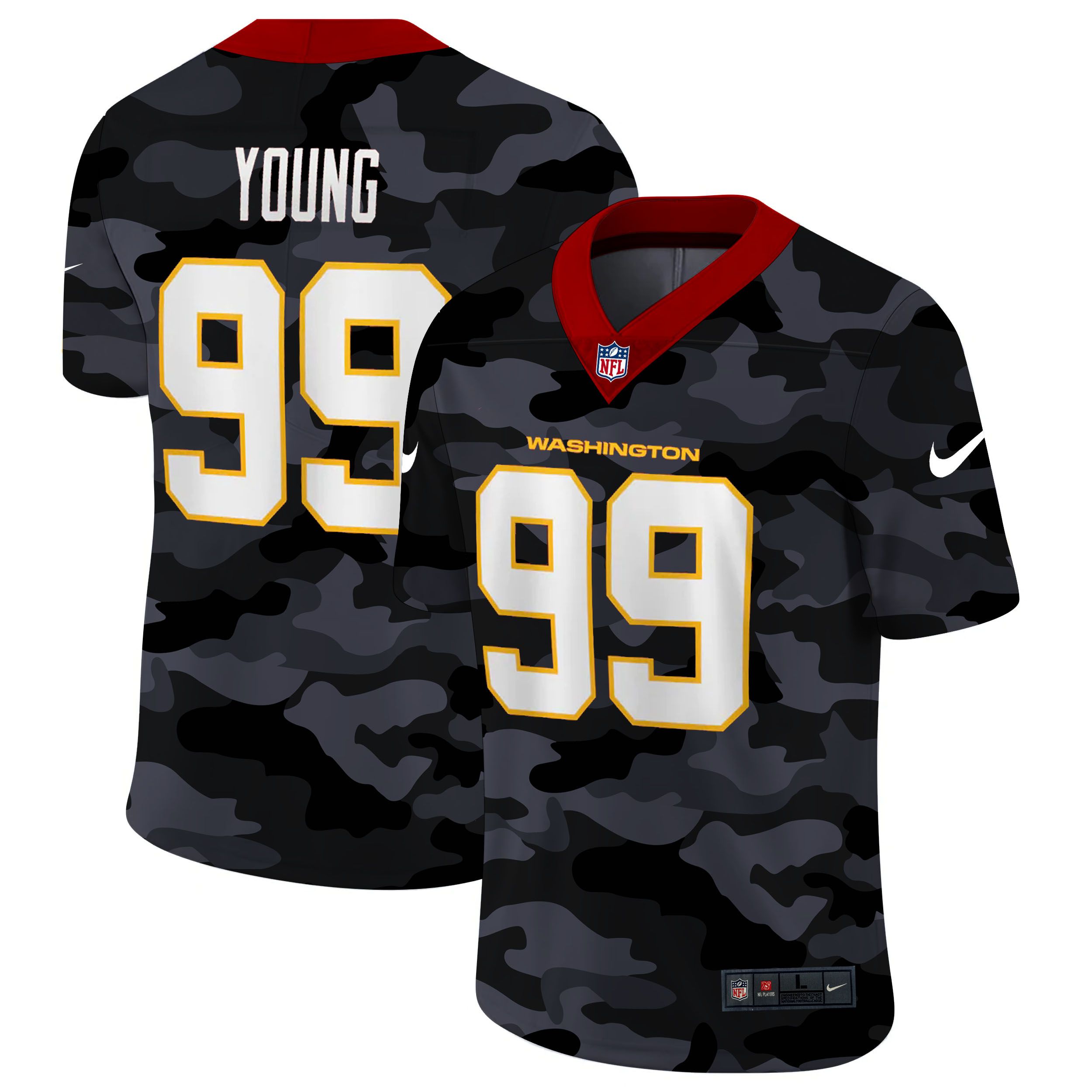 Men Washington Redskins #99 Young 2020 Nike Camo Salute to Service Limited NFL Jerseys